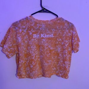 orange “be kind” crop top
